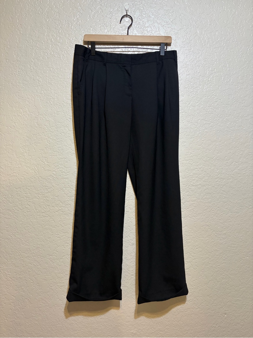 Tory Burch Black Pleated Wool Blend Trousers